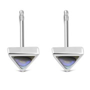 Abalone Shell Triangle Silver Stud Earrings - e348